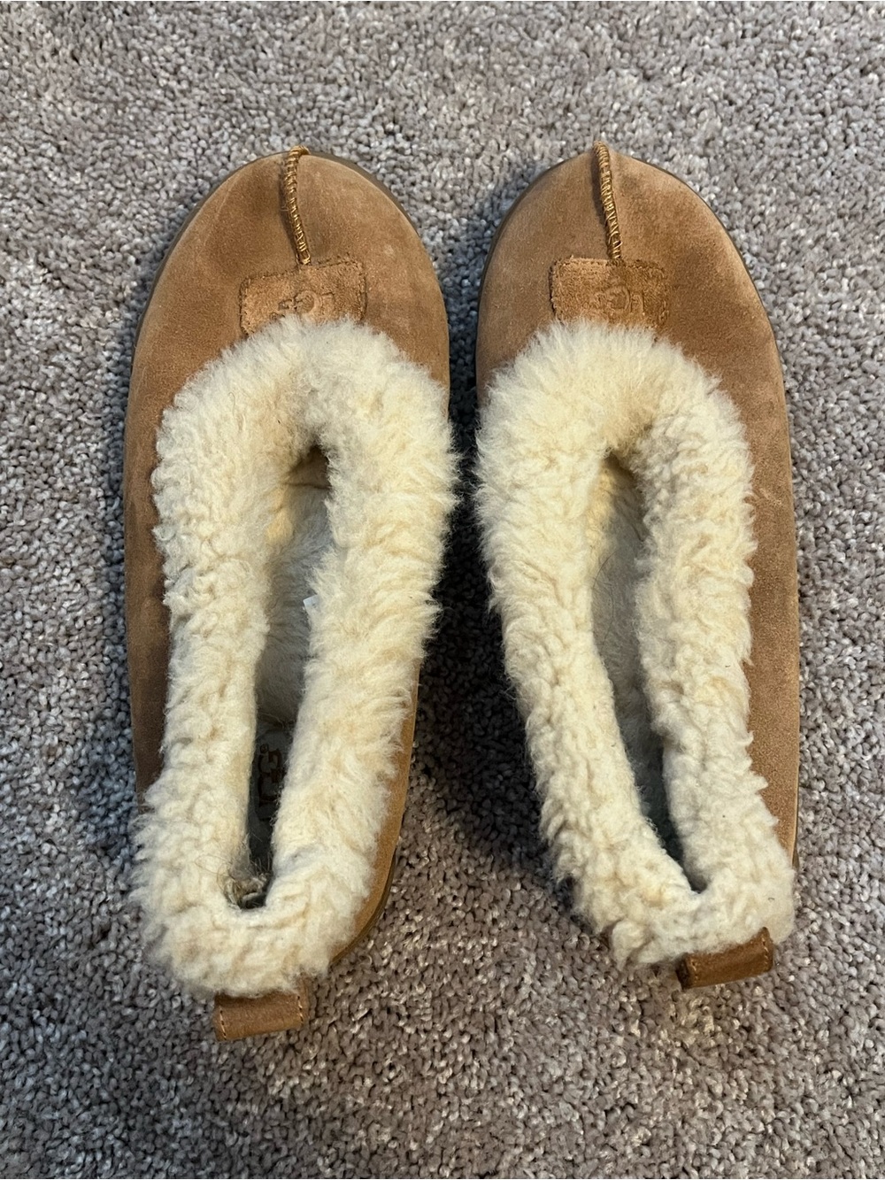UGG Women's Chestnut Suede Shearling-Lined Slip-On Slippers